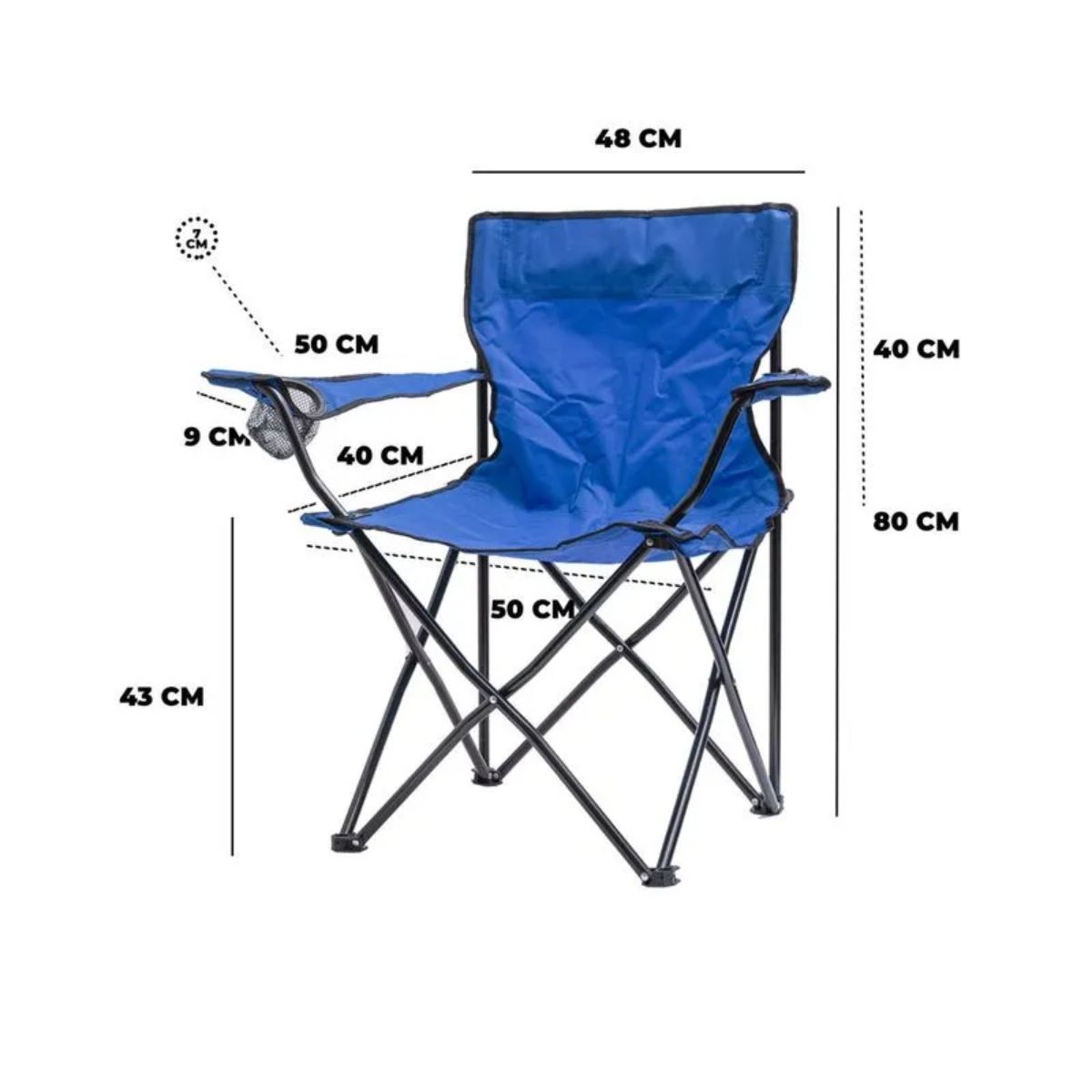 GENERICO - Silla plegable camping azul 50x50x80cm