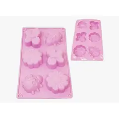 GENERICO - Molde de Silicona Diseño Flores Y Mariposas Rosado