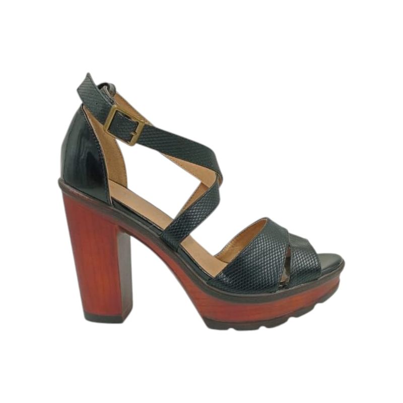 HERIEL - Sandalia Negra Taco Alto