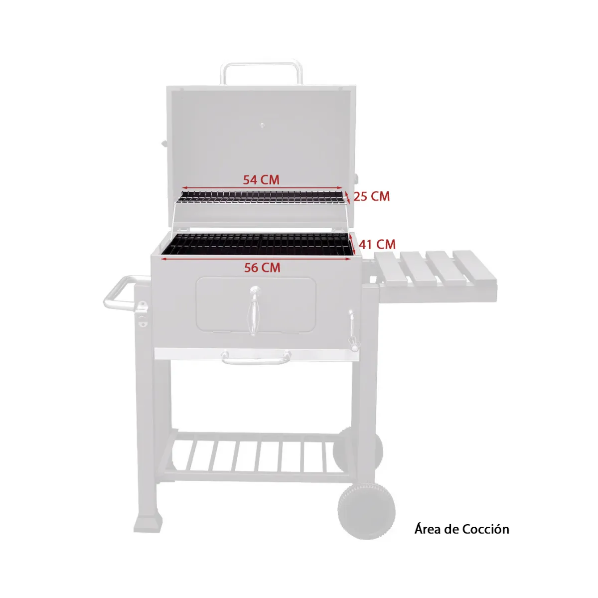 GENERICO - Parrilla a carbón para asado ruedas 114.5x60x108 cm Bighouse