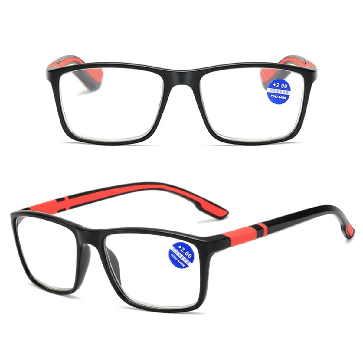 JM - Lente Óptico 1.00 Cool Rojo Presbicia De Lectura Anteojos Graduados