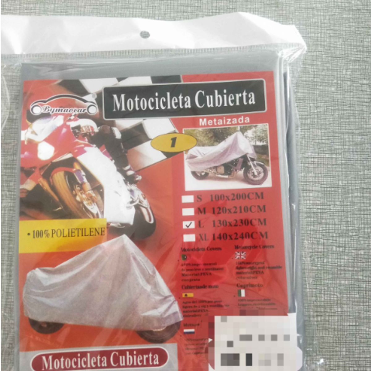 GENERICO - Carpa Gruesa Para Moto Bicicleta Metalizada 130x230 cm Talla L