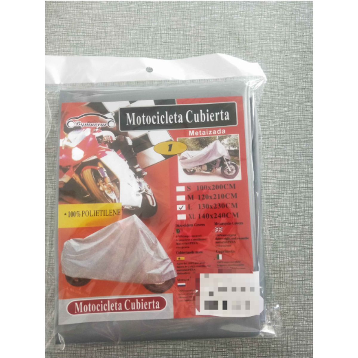 GENERICO - Carpa Gruesa Para Moto Bicicleta Metalizada 130x230 cm Talla L