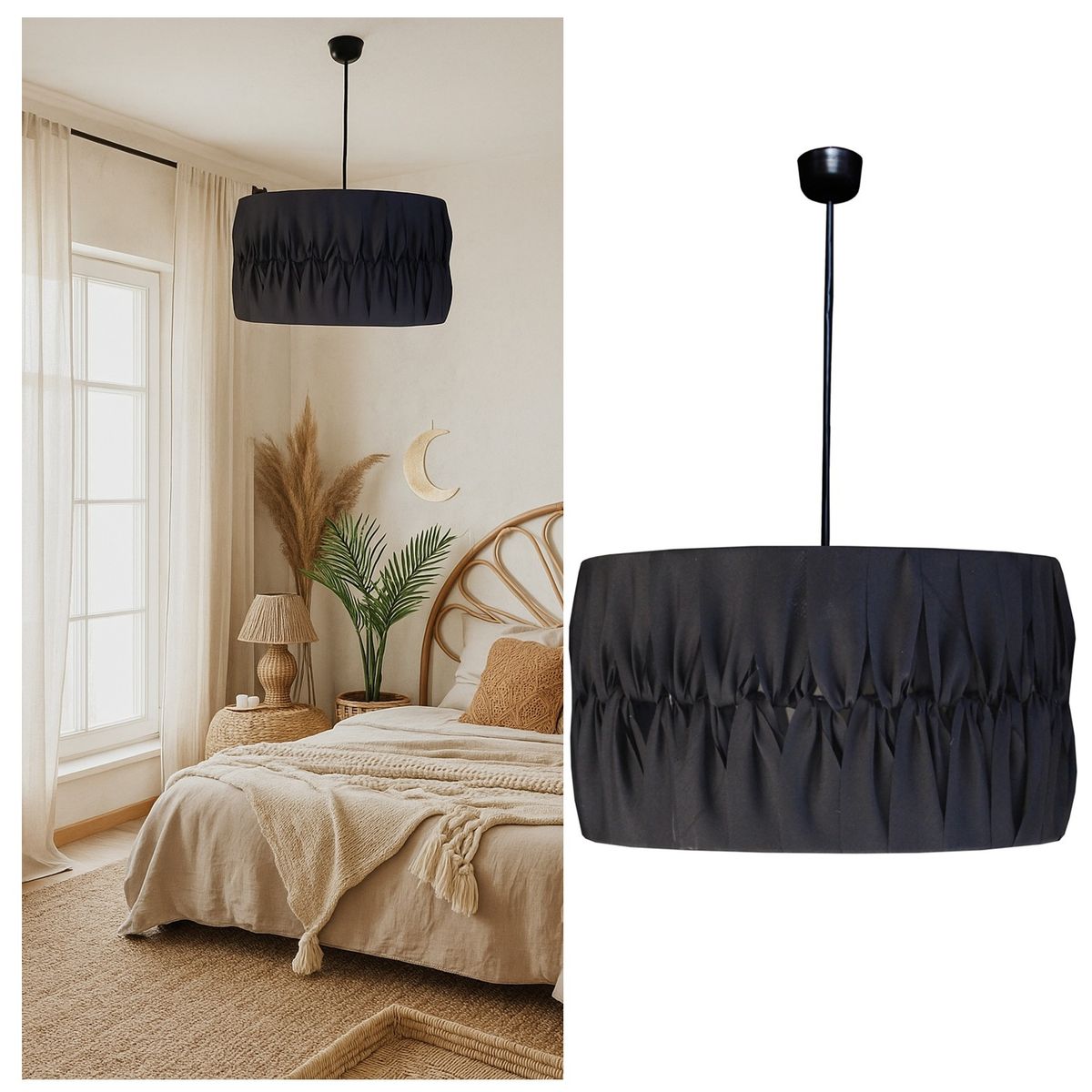 CAROLD STEVENS - Lámpara Colgante Macramé Negro