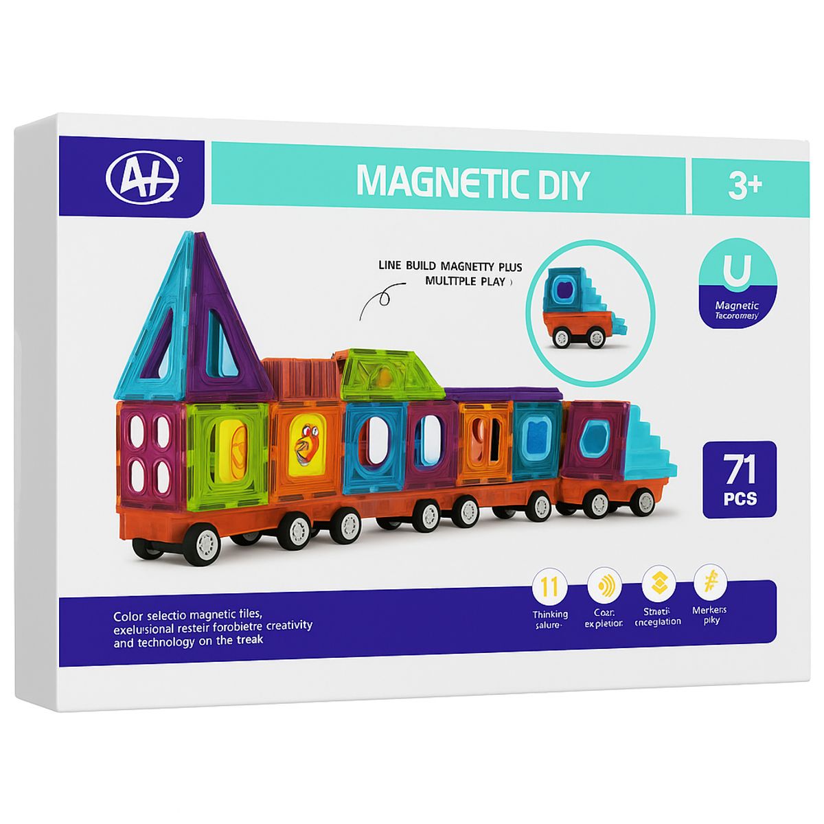 GENERICO - Bloques Magnéticos para Construir Tren DIY 71 Piezas