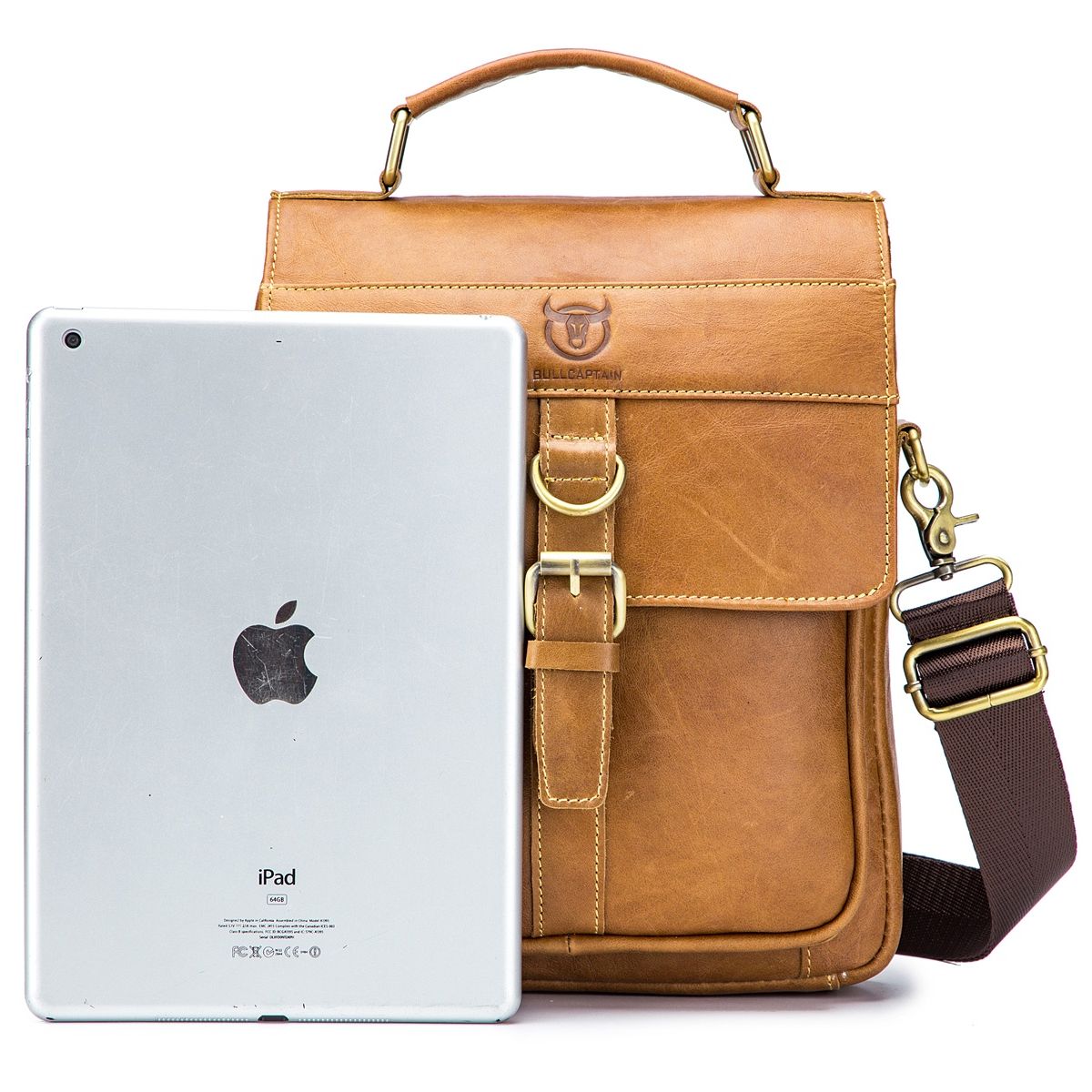 TRAVELWORLD - Bolso de cuero hombro Bullcaptain modelo Djb 302 tablet