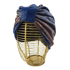 SANTIAGO PELUCAS - Turbante estampado Marrón Azul