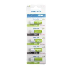 PHILCO - Pilas Pre-Cargadas Blister 5 Pilas Aa 2700 Mah Ultra