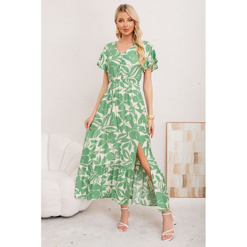 MPROPIA - Vestido Largo Primavera Mujer. Algodón Lino Flores Grandes. 3368