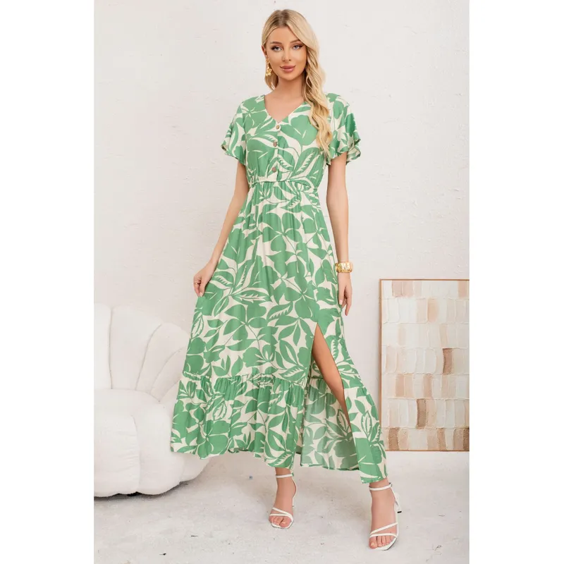 MPROPIA - Vestido Largo Primavera Mujer. Algodón Lino Flores Grandes. 3368