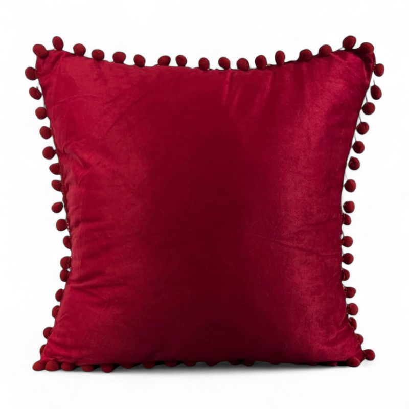 GENERICO - Set 2 Cojines De Terciopelo Con Pompones Medida 45x45cm Conchevino