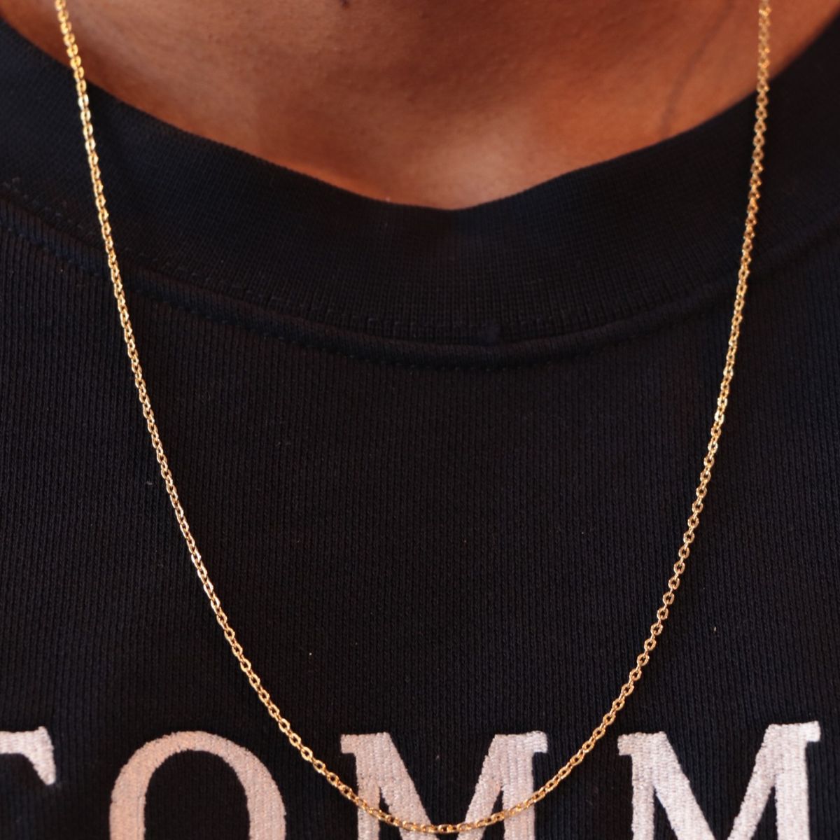 GENERICO - Cadena tejido aros delgada oro laminado 18k