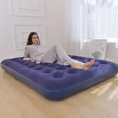GENERICO - Colchón Inflable Doble Con Superficie Aterciopelada Azul Oscuro