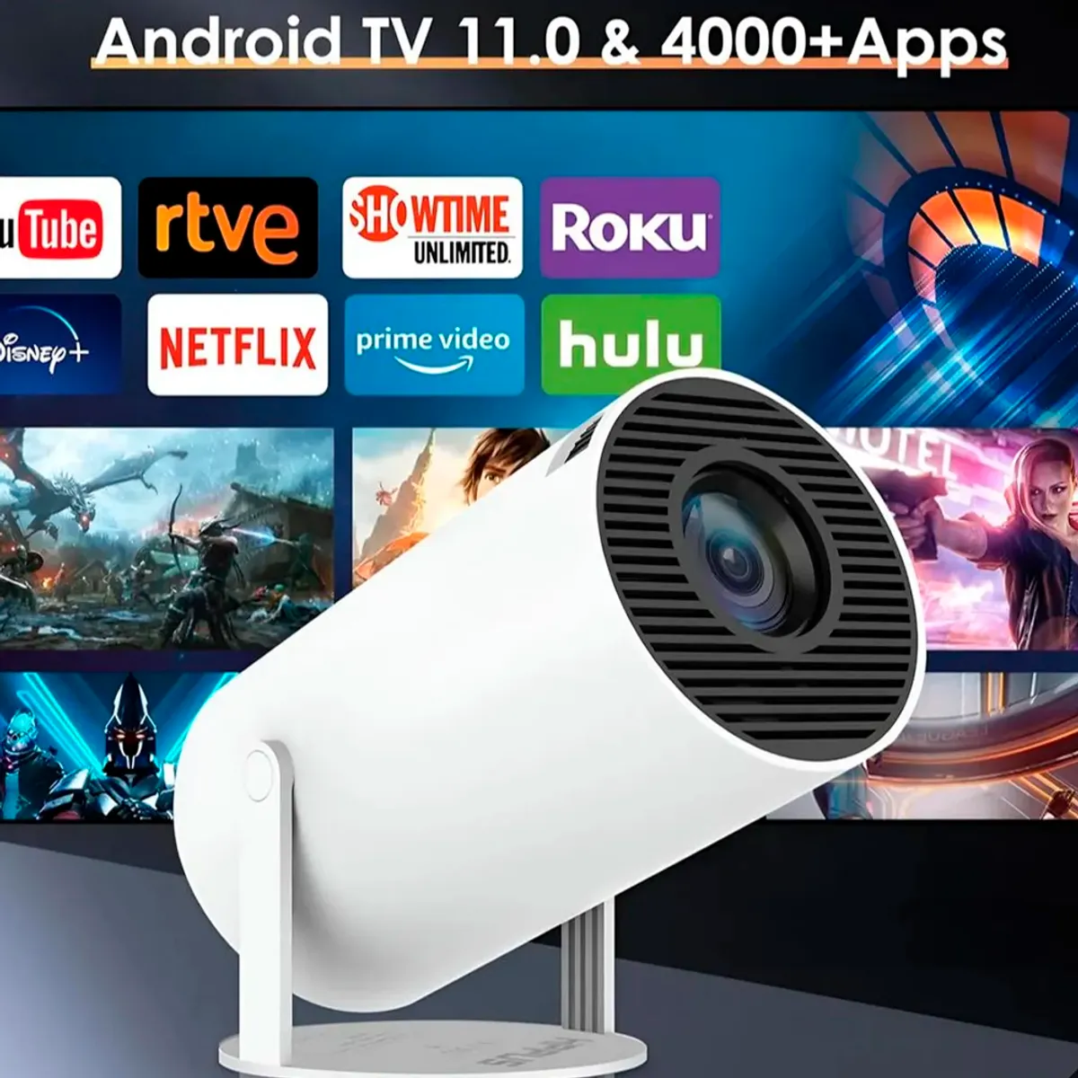 GENERICO - Proyector Portátil Mini Ultra Hd4k Android 11 Wifi Bluetooth