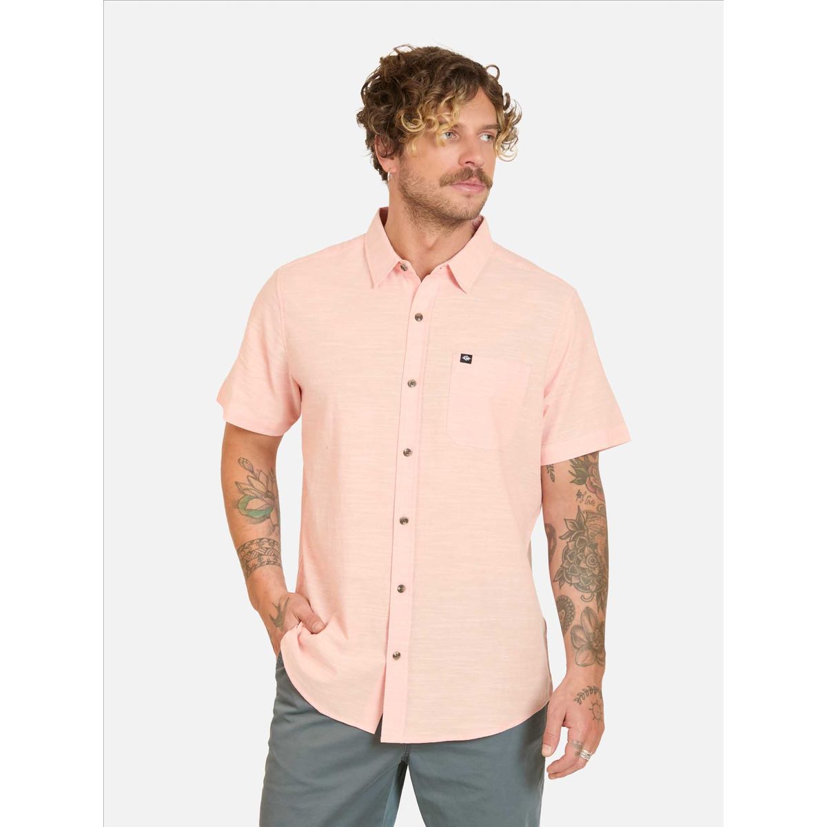 RIP CURL - Camisa MC Coasttrip Rosado Hombre Rip Curl