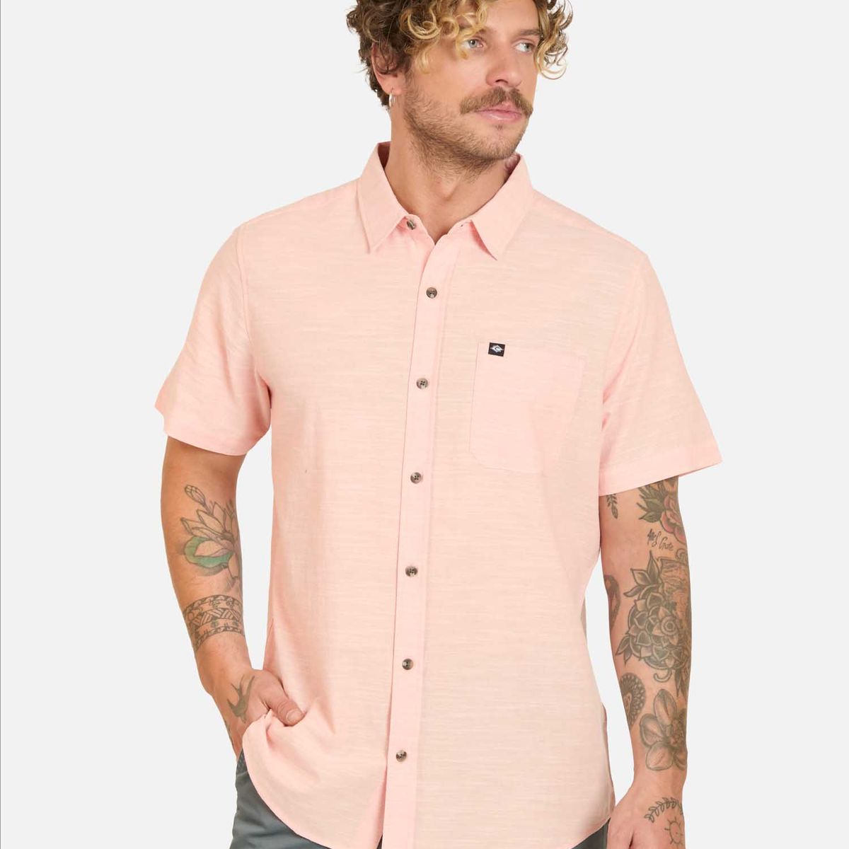 RIP CURL - Camisa MC Coasttrip Rosado Hombre Rip Curl
