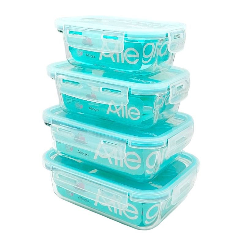 ALLEGRA - Pack 4 Contenedores Herméticos Vidrio (420+600+750+1000 ml)