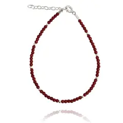ANDREA COGGIOLA JOYAS - Pulsera Cristal Rojo Oscuro Bolitas Plata Fina 925