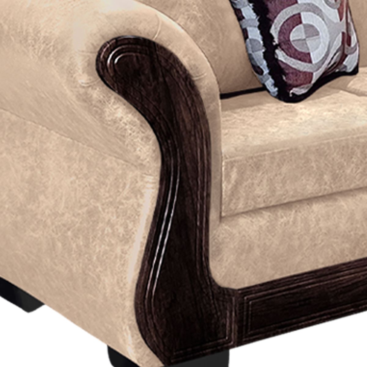 AMERICA DECORA - Living Con Resorte Estructural 9 Cuerpos 4+3+1+1 Finis Envejecido Beige