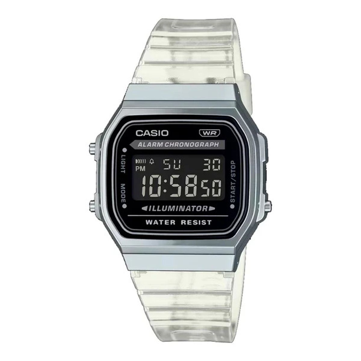 CASIO - Reloj Casio Vintage Unisex A168XES-1BDF Transparente Pantalla Negativa