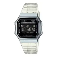 CASIO - Reloj Vintage Unisex A168XES-1BDF Transparente Pantalla Negativa