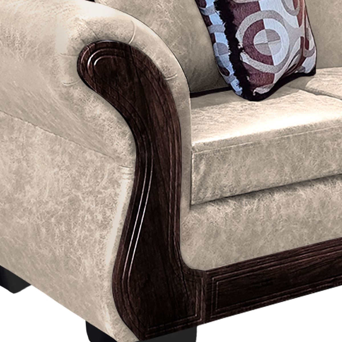 AMERICA DECORA - Living Con Resorte Estructural 9 Cuerpos 4+3+1+1 Finis Envejecido Blanco