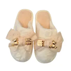 LIKE SHOP - Pantuflas Mujer Aplicación Lazo Suela Confortable 732