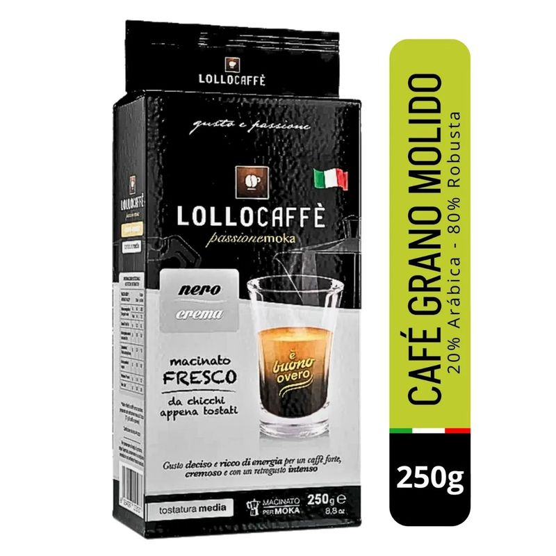 GENERICO - CAFE GRANO MOLIDO NERO CREMA LOLLO CAFFE 250g