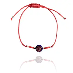 ANDREA COGGIOLA JOYAS - Pulsera Cristal Murano Flor Bolas Plata Fina 925 Cordón Rojo