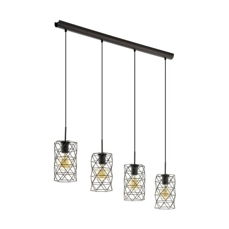 EGLO - Lámpara Colgante Estevau acero Negro Cafe E27 4X60W Cód97066