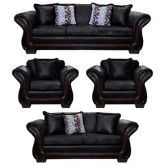 AMERICA DECORA - Living Con Resorte Estructural 9 Cuerpos 4+3+1+1 Finis Envejecido Negro