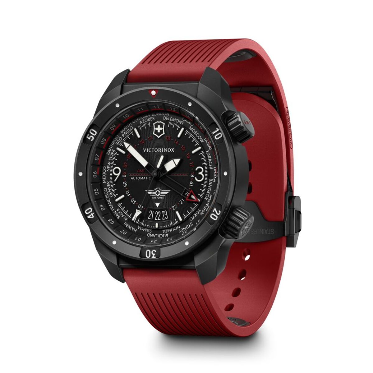 VICTORINOX - Reloj Air Pro Automático correa caucho rojo Victorinox