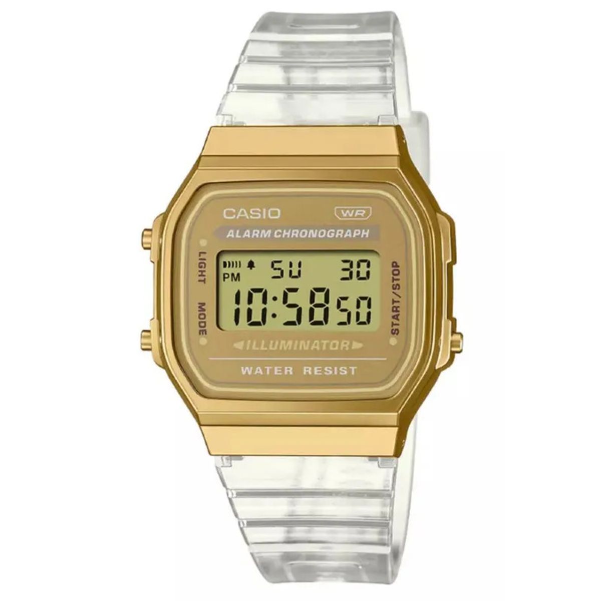 CASIO - Reloj Casio Vintage Unisex A168XESG-9ADF Transparente Dorado