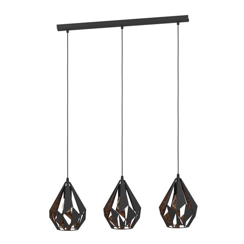 EGLO - Lámpara Colgante Carlton Acero 3x60w E27 Cod49991