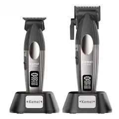 KEMEI - Barber Combo Cortadora y Patillera con Base 9000 RPM