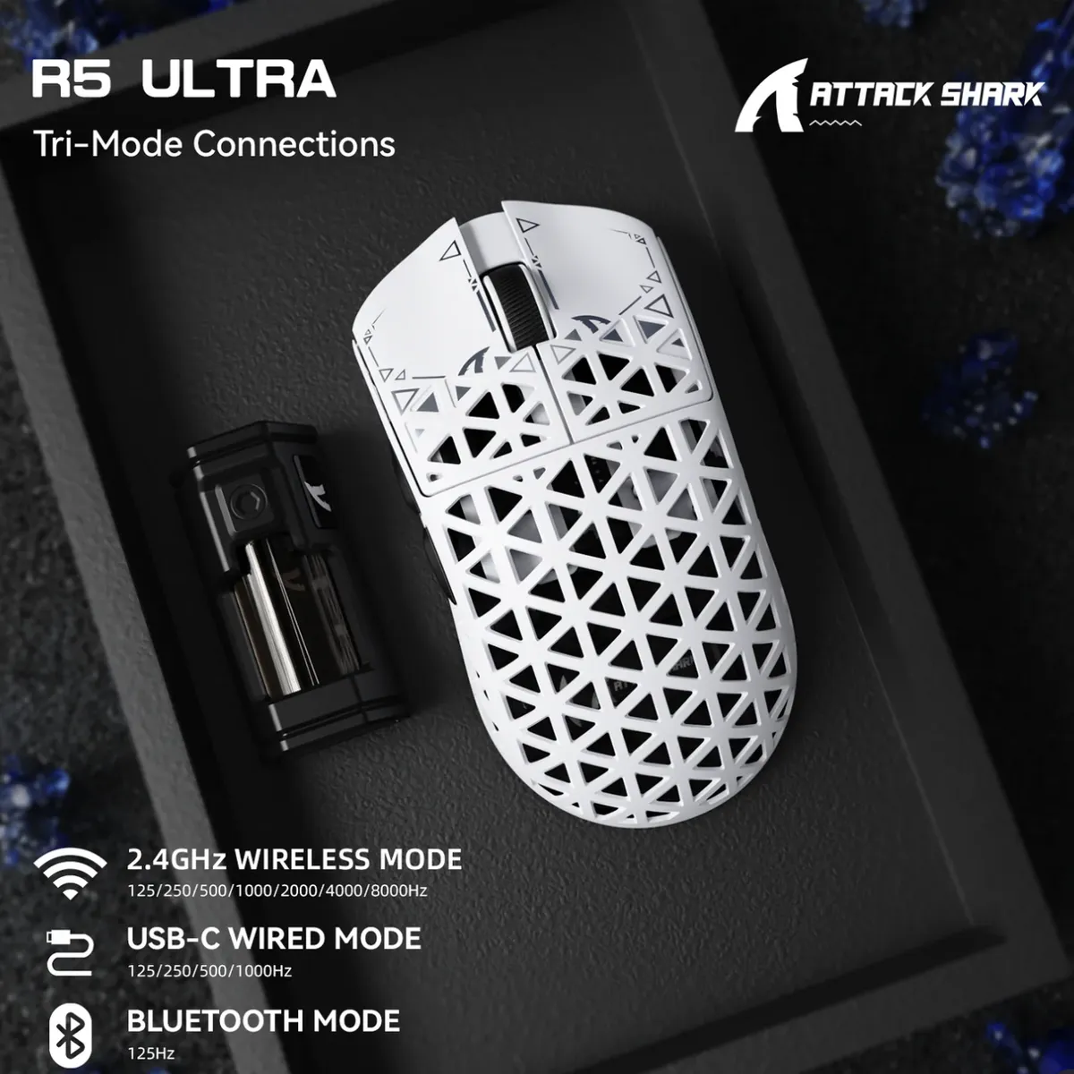 GENERICO - Mouse Inalámbrico Attack Shark R5 Ultra 8k Fibra De Carbono