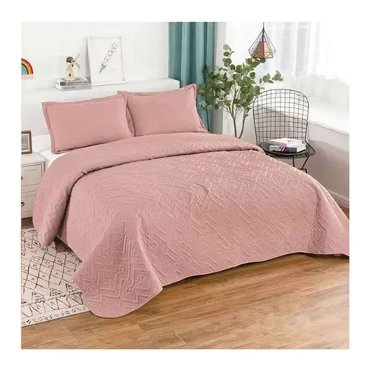 CARIBEE - Cubrecama Quilt De Verano Cobertor Plaza Y Media +1 Funda
