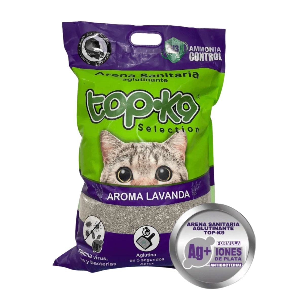 GENERICO - Arena Aglutinante Topk9 4kg Lavanda Iones De Plata Carbón