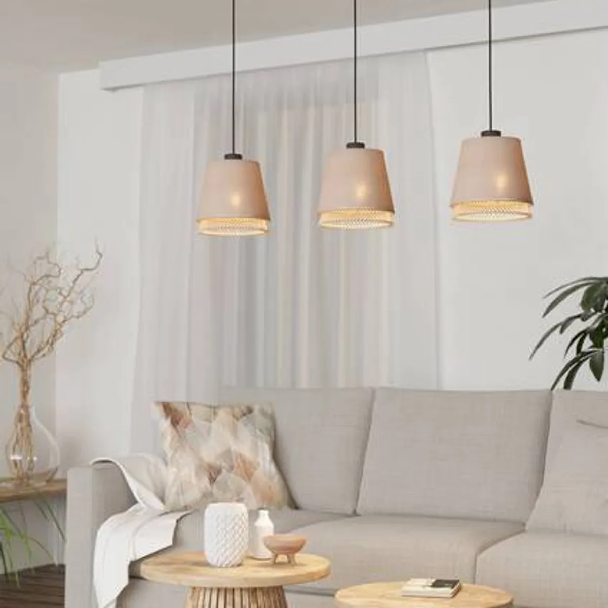 EGLO - Lámpara Colgante Tabley Acero Negro Beige E27 3X40W IP20 Cód43976