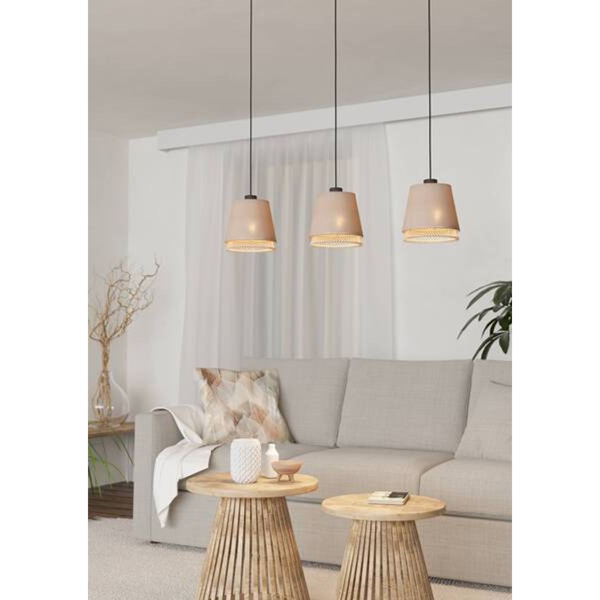 EGLO - Lámpara Colgante Tabley Acero Negro Beige E27 3X40W IP20 Cód43976