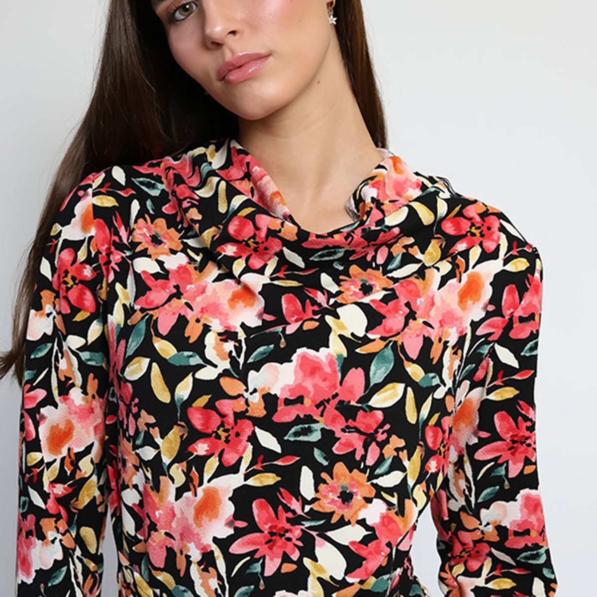 NATALIA SEGUEL - Vestido Jose Negro Florecitas Natalia Seguel