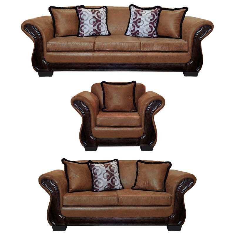 AMERICA DECORA - Living Con Resorte Estructural 8 Cuerpos 4+3+1 Finis Envejecido Terracota