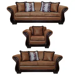 AMERICA DECORA - Living Con Resorte Estructural 8 Cuerpos 4+3+1 Finis Envejecido Terracota