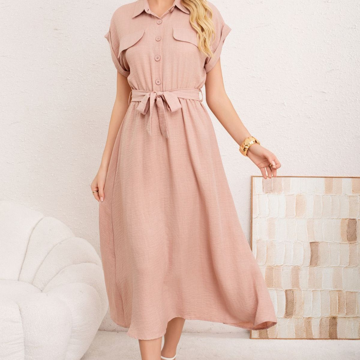 LOOK SHOP - Vestido Verano Largo Mujer. Tela Tipo Jeans Maxi Vestido 3373