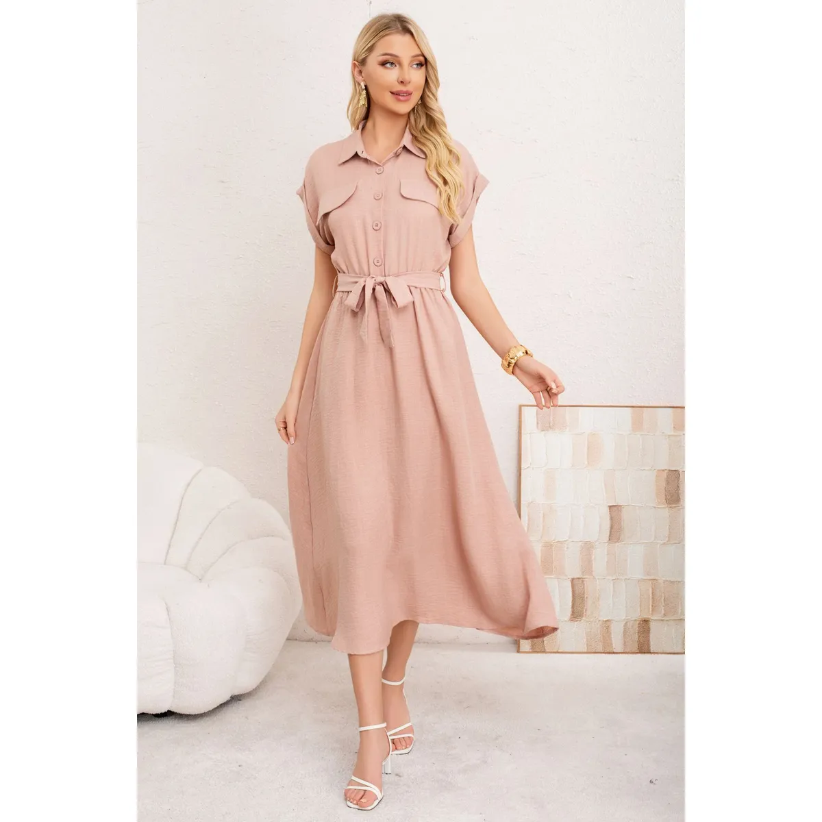 LOOK SHOP - Vestido Verano Largo Mujer. Tela Tipo Jeans Maxi Vestido 3373