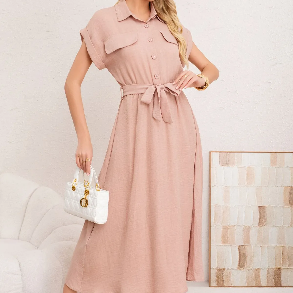 LOOK SHOP - Vestido Verano Largo Mujer. Tela Tipo Jeans Maxi Vestido 3373