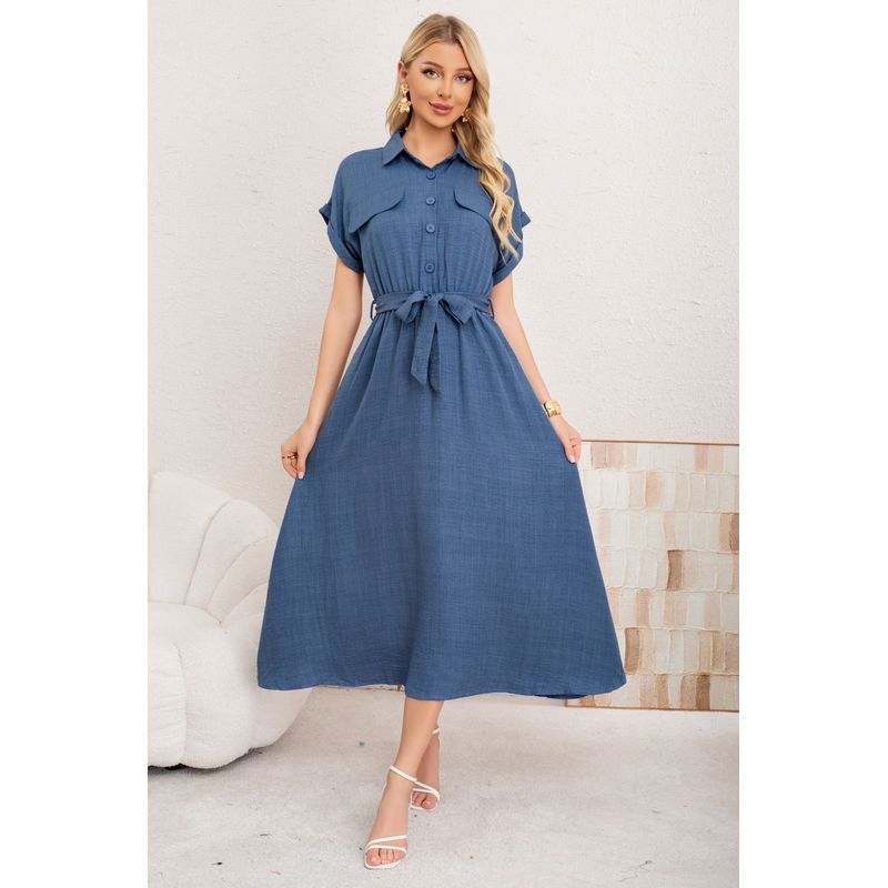 MPROPIA - Vestido Verano Largo Mujer. Tela Tipo Jeans Maxi Vestido 3373