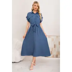 GENERICO - Vestido Verano Largo Mujer. Tela Tipo Jeans Maxi Vestido 3373