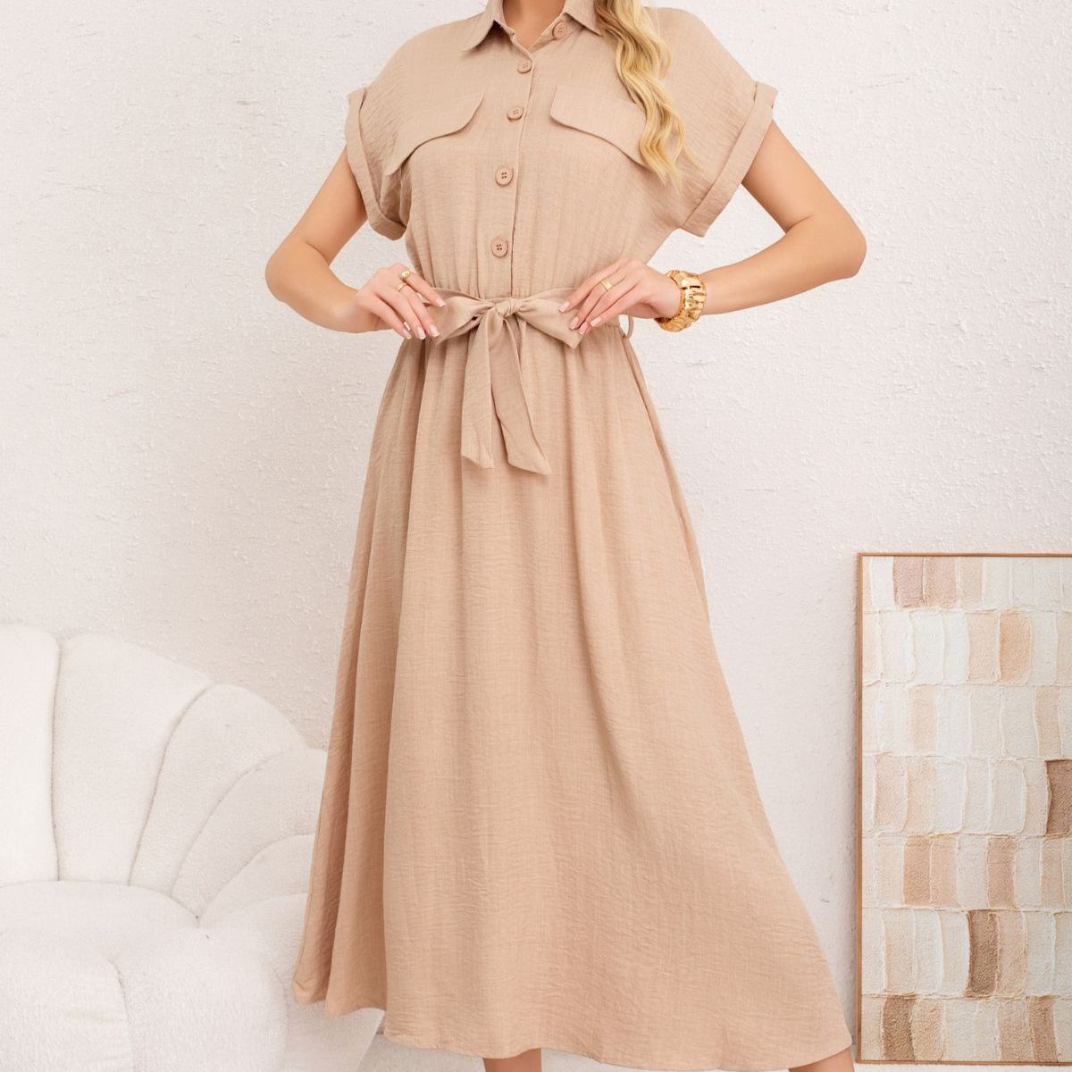 LOOK SHOP - Vestido Verano Largo Mujer. Tela Tipo Jeans Maxi Vestido 3373