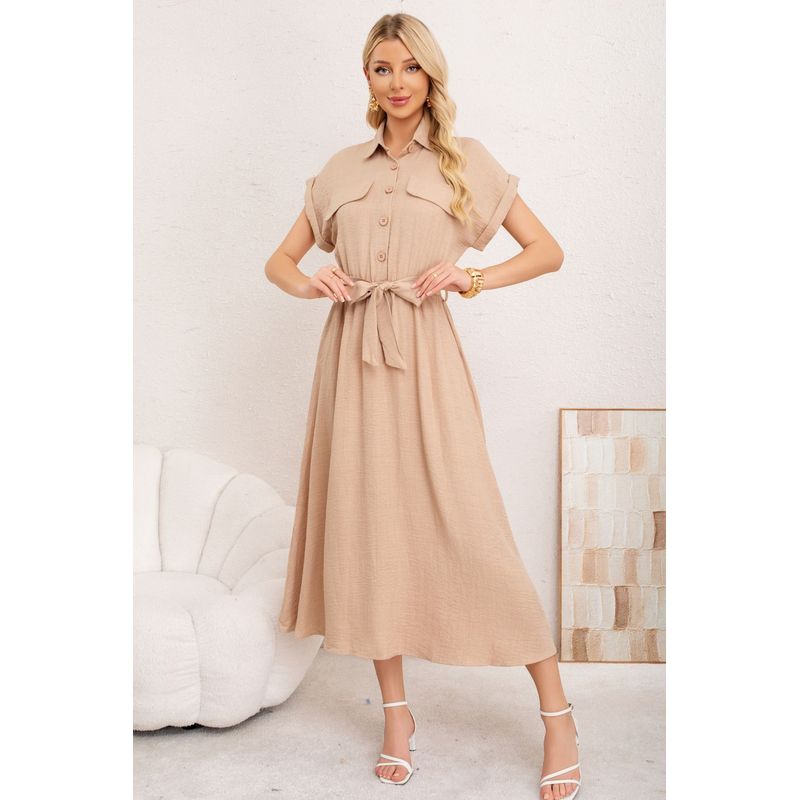 MPROPIA - Vestido Verano Largo Mujer. Tela Tipo Jeans Maxi Vestido 3373